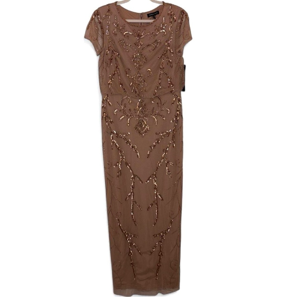 Papell Studio Light Pink Shiny Formal Maxi Dress